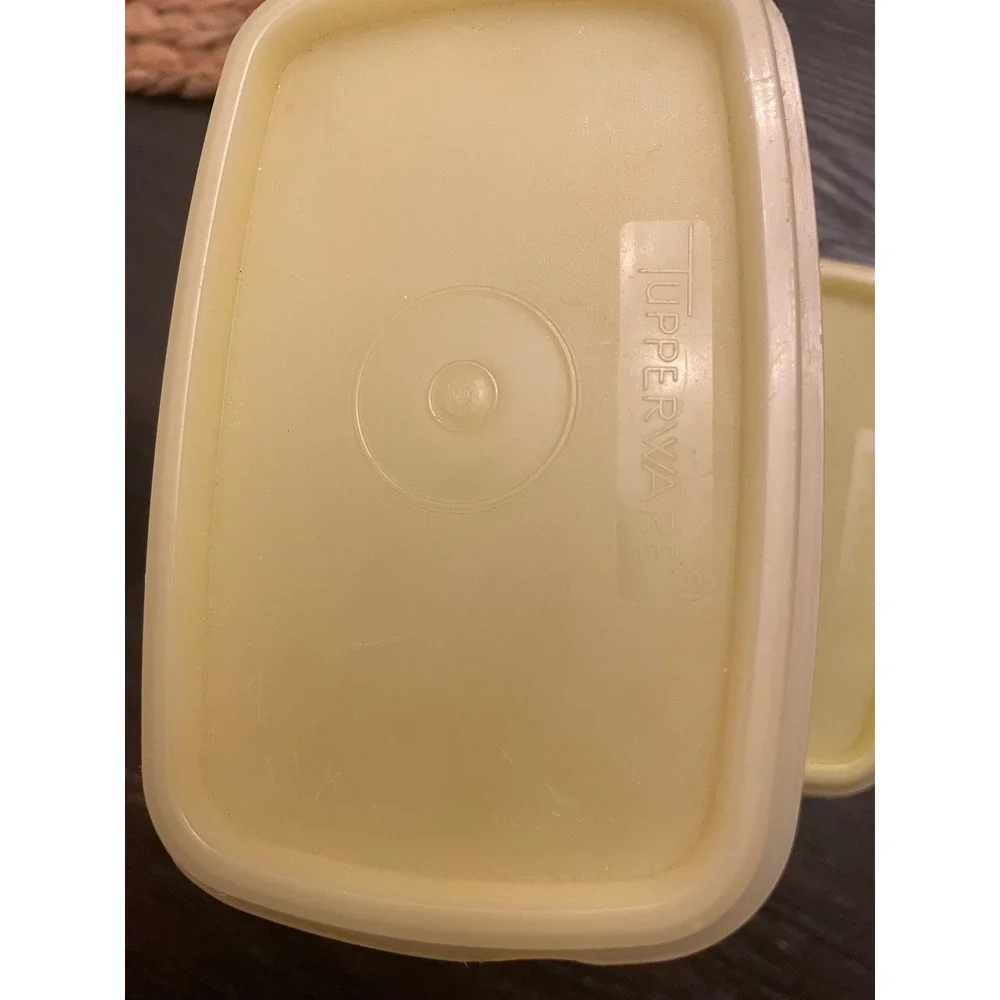 Vintage Tupperware Shelf Saver #1245-5 Yellow Container with Lid Food Storage